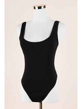 Sz 8 Asos Design Mila Cotton Scoop Neck Lounge Bodysuit In Black NWOT